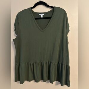 Time and Tru Olive Green V-Neck Tunic